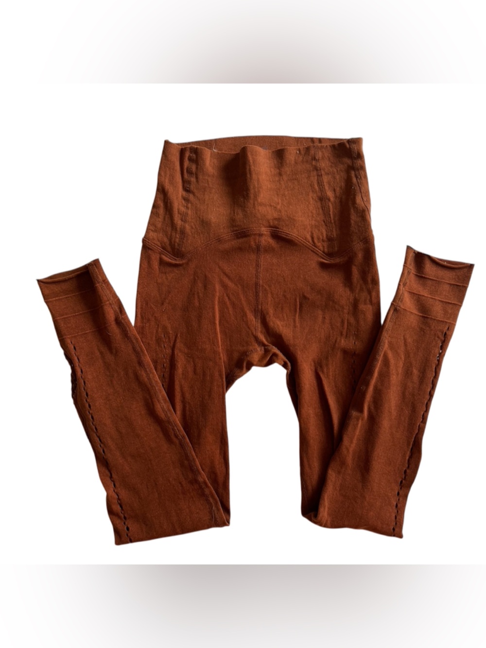 FP Movement good karma High-Waist Ribbed Leggings in Rust brown with cut outs